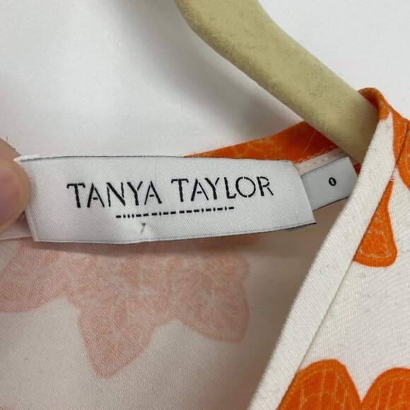 Tanya Taylor Orange white Paisley fitted  dress 0 - Picture 3 of 12